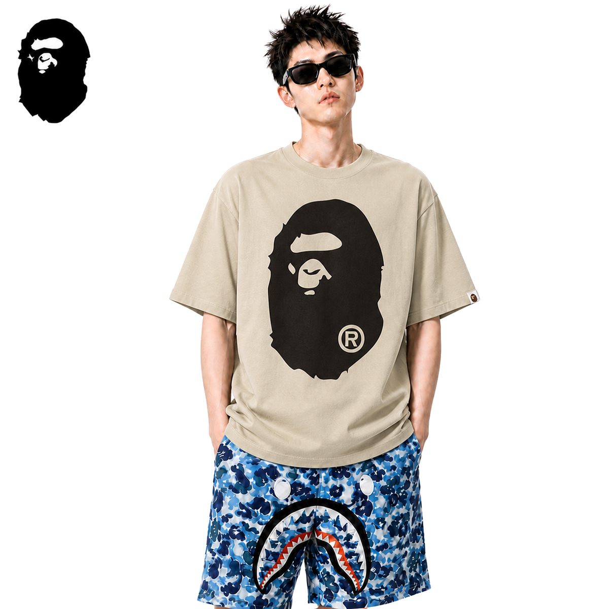 BAPE Brown Ape Head Men's Graphic T-Shirt - Apricot