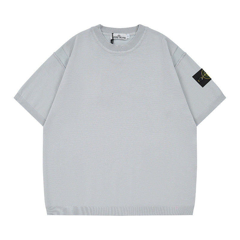 ST0NE lSLAND Classic Compass Patch Knit Short-Sleeve T-Shirt