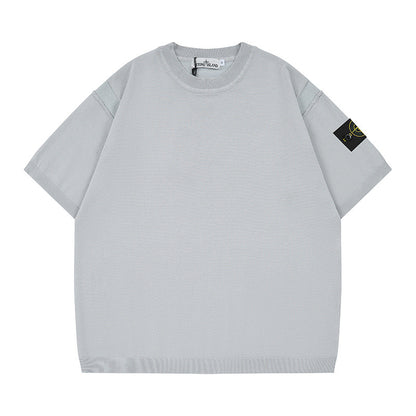 ST0NE lSLAND Classic Compass Patch Knit Short-Sleeve T-Shirt