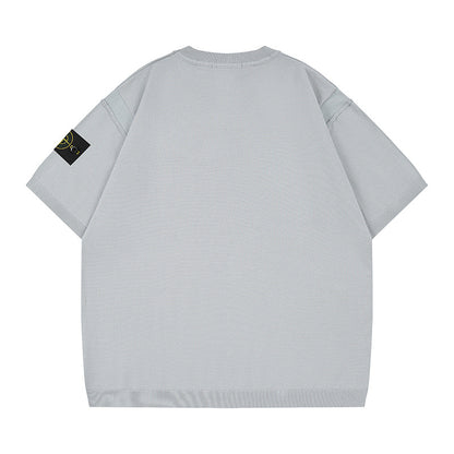ST0NE lSLAND Classic Compass Patch Knit Short-Sleeve T-Shirt