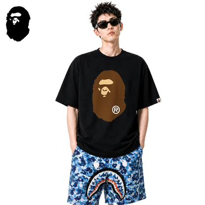 BAPE FW21 Brown Big Ape Head Men's T-Shirt - Black
