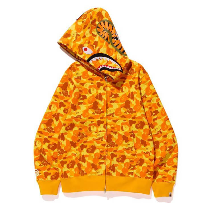 BAPE Orange Camo Shark Hoodie