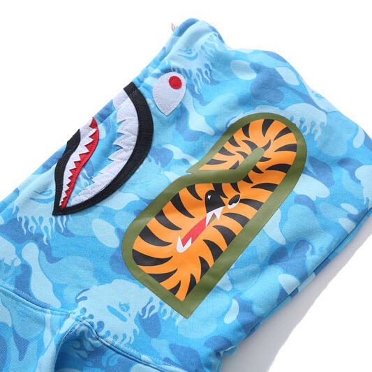 BAPE Blue & Red Camo Shark Hoodie