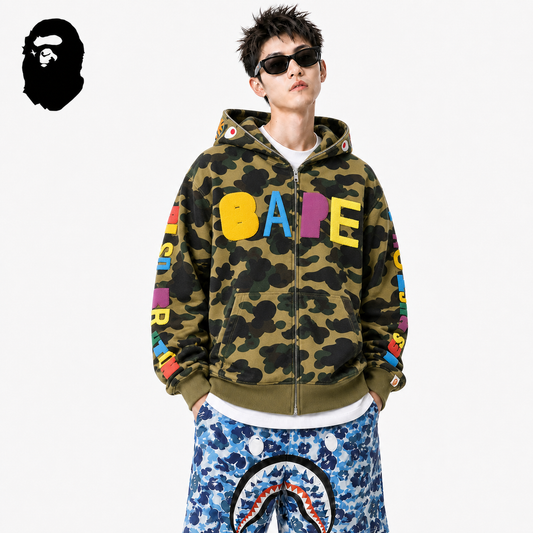 BAPE ABC Camo Logo Hoodie - Blue & Green