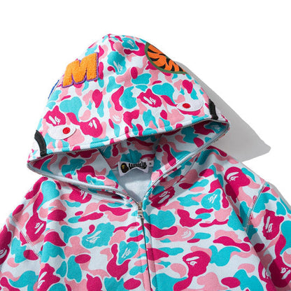BAPE Miami City Pink Blue Camo Shark Hoodie