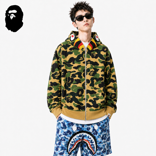 BAPE First Camo Shark Hoodie - Streetwear