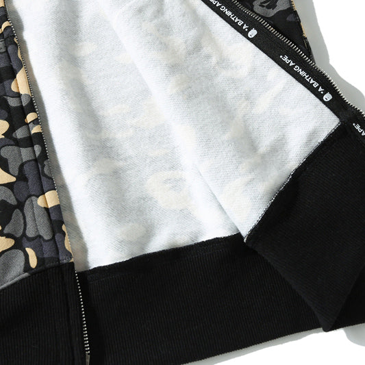 BAPE Black Camo Double-Hood Shark Zip Hoodie