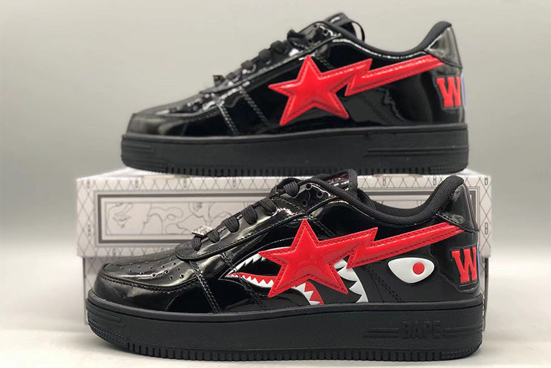 BAPE STA Shark Low-Top Sneakers - Black/Red