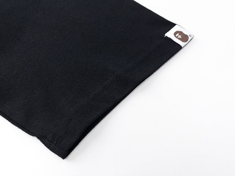 BAPE Multicolor Plaid Side Ape Head Men's T-Shirt - Black