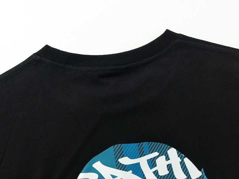 BAPE Blue Stroke Camo Big Ape Head Men's T-Shirt - Black
