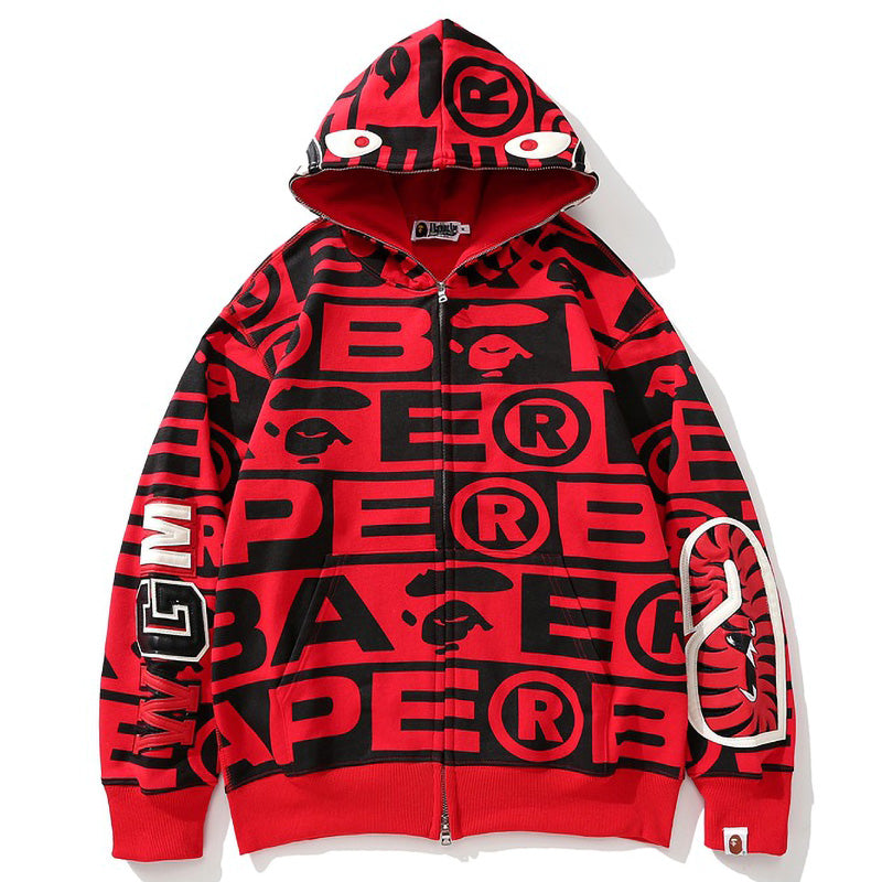 BAPE All-Over Logo Shark Zip Hoodie