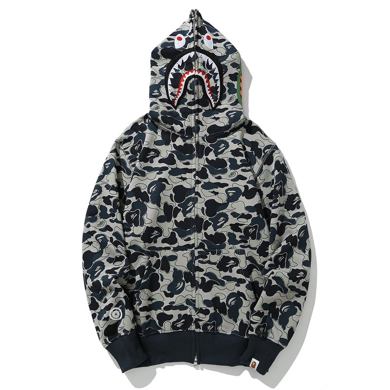 BAPE Camo Shark Hoodie - Grey Blue & Khaki