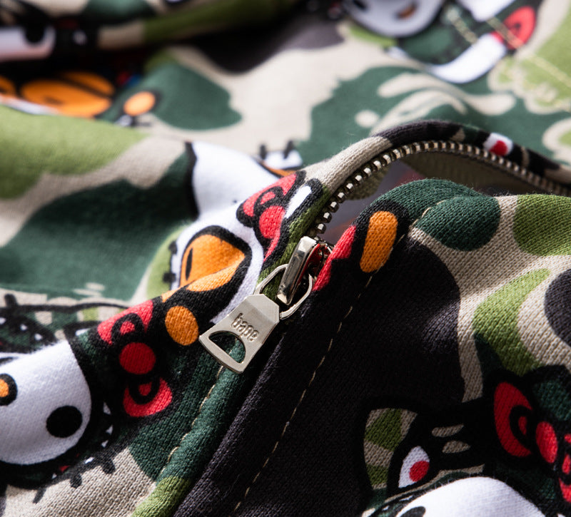 BAPE Hello Kitty Camo Hoodie - Green & Pink