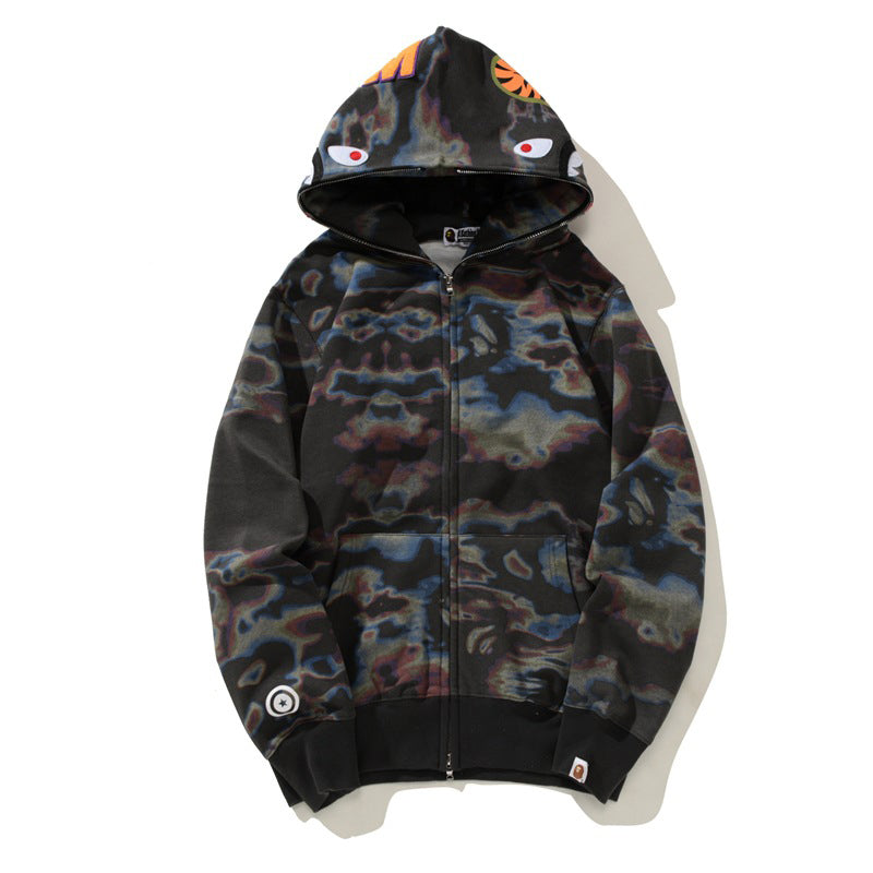 BAPE Color Camo Shark Zip Hoodie - Black & Yellow