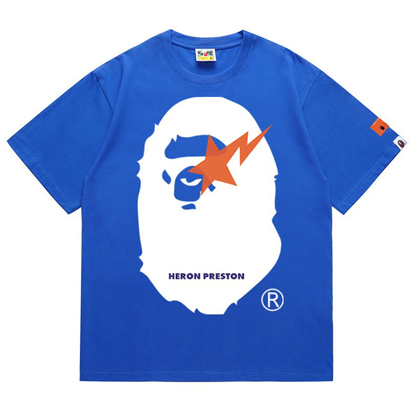 BAPE x Heron Preston Lightning Ape Head Men's T-Shirt - Blue