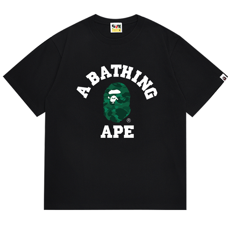 BAPE Green Color Camo College Men's T-Shirt - White