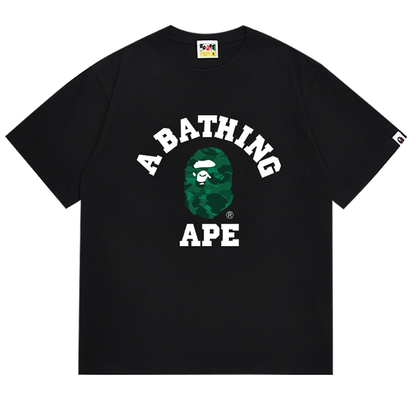 BAPE Green Color Camo College Men's T-Shirt - White