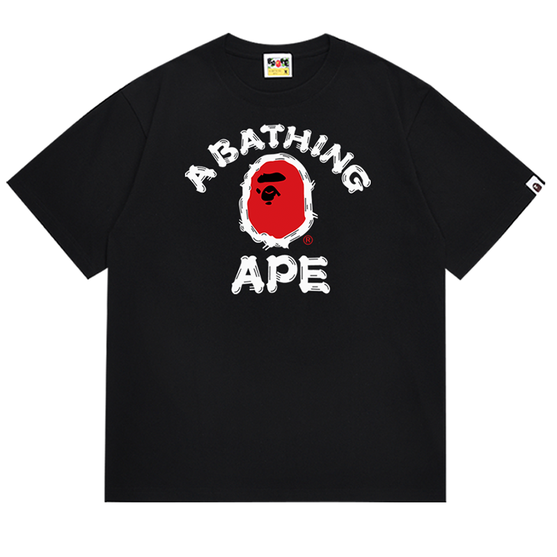 BAPE Brush College Ape Head Men's T-Shirt - Black