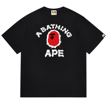 BAPE Brush College Ape Head Men's T-Shirt - Black