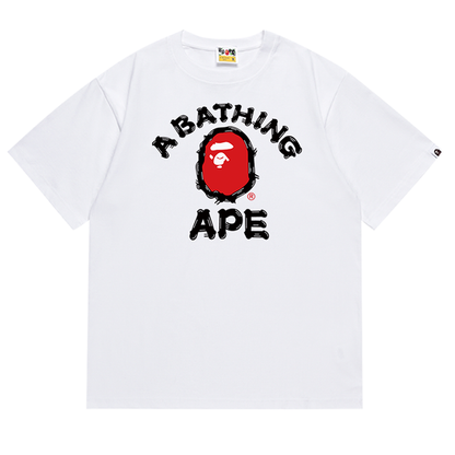 BAPE Brush College Ape Head Men's T-Shirt - Black