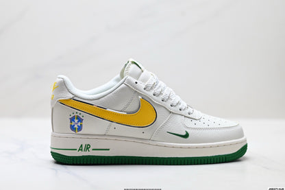 Nike Air Force 1 Low Brazil-Inspired | White Green Yellow Leather Sneakers