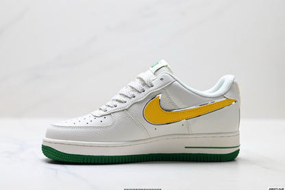 Nike Air Force 1 Low Brazil-Inspired | White Green Yellow Leather Sneakers