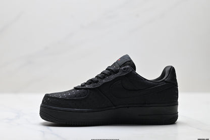 Nike Air Force 1 Low Triple Black | Jacquard Leather Sneakers