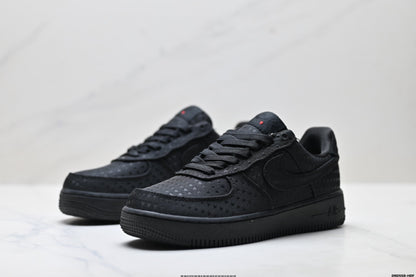 Nike Air Force 1 Low Triple Black | Jacquard Leather Sneakers
