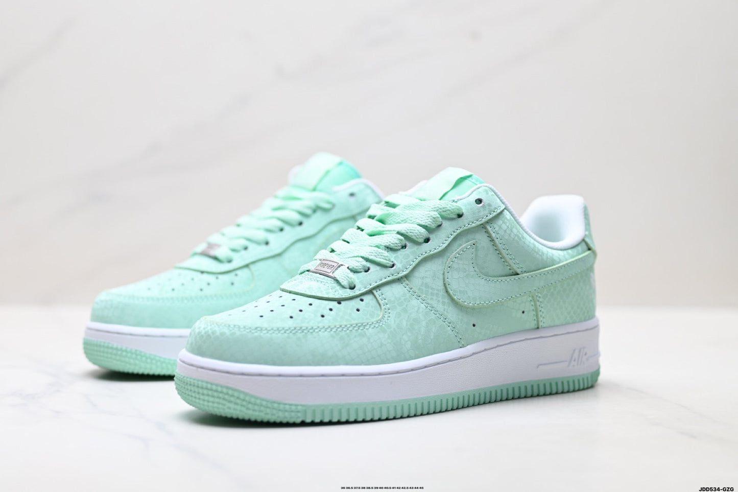 Nike Air Force 1 Low Mint Green | Snake Embossed Leather Sneakers