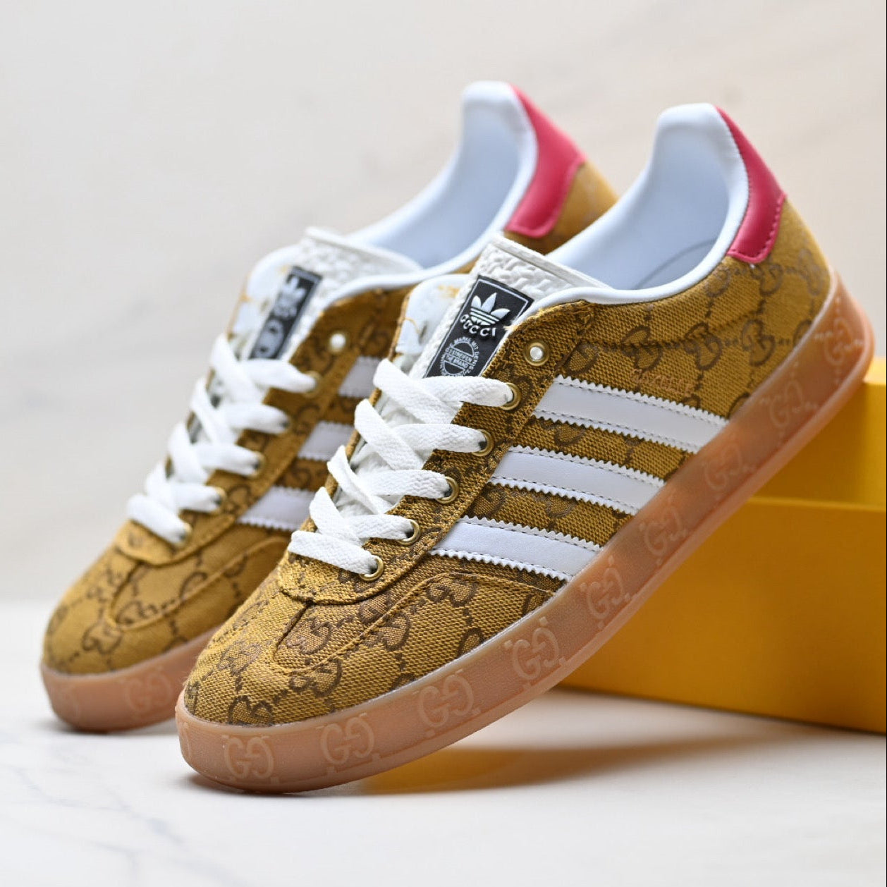 Adidas Originals Samba GG Monogram Gold Brown Sneakers