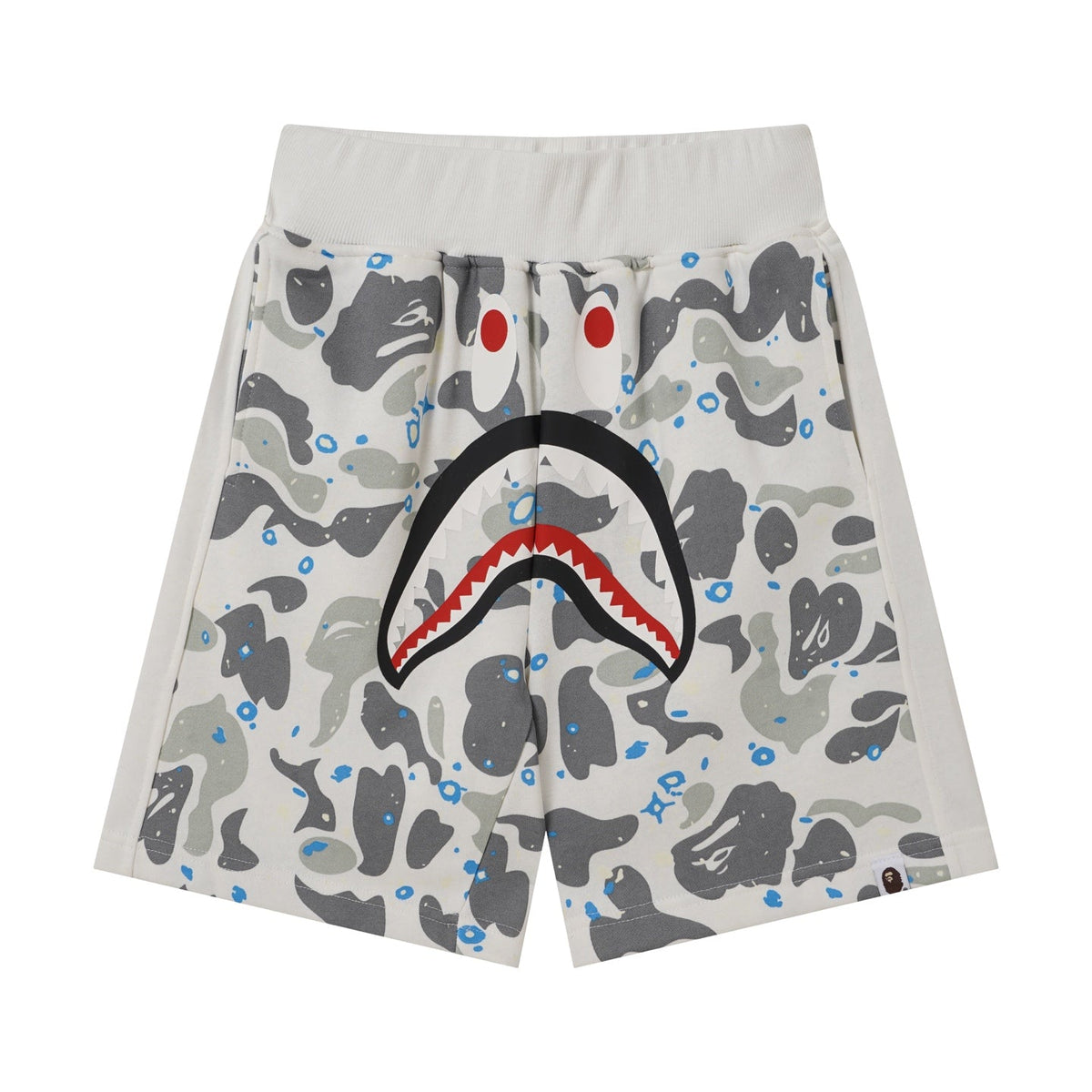 BAPE Shark Camo Sweat Shorts – White Camo