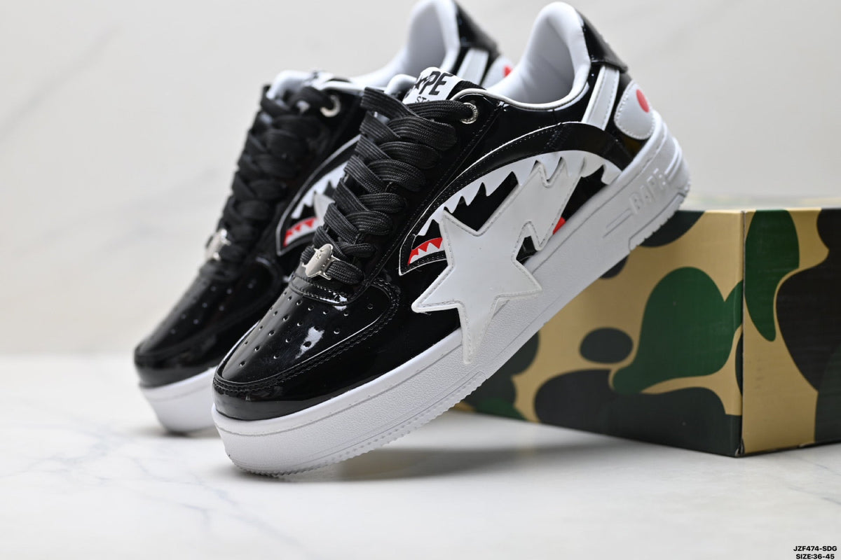 BAPE STA Pastel Low-Top Sneakers - Black/White