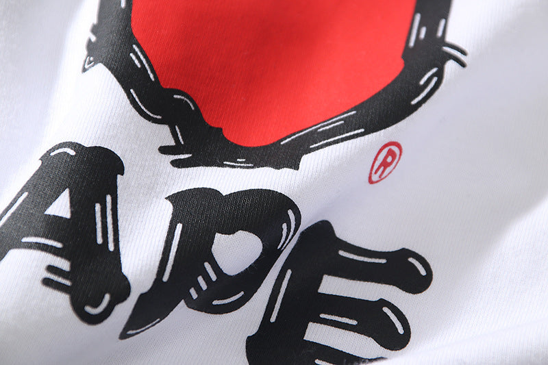 BAPE Brush College Ape Head Men's T-Shirt - Black