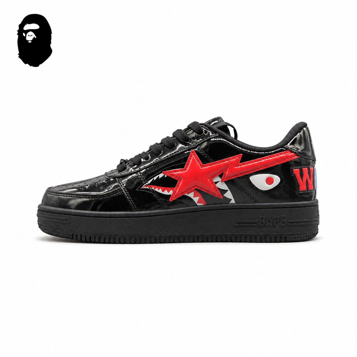 BAPE STA Shark Low-Top Sneakers - Black/Red