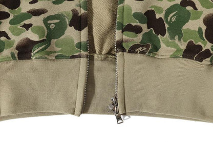 BAPE WGM Camo Shark Hoodie - Green & Grey