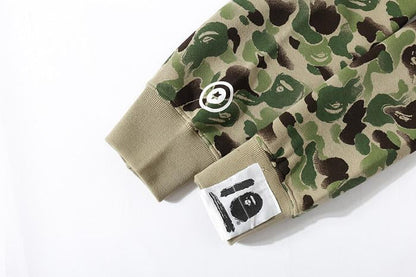 BAPE WGM Camo Shark Hoodie - Green & Grey