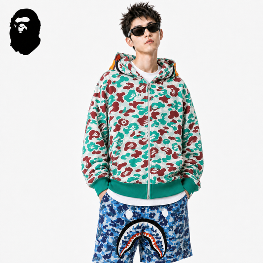 BAPE ABC Camo Hoodie - Blue, Red & Yellow