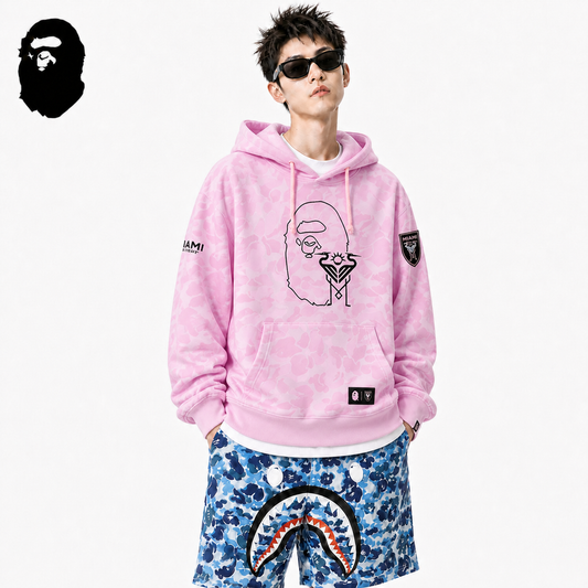 BAPE x Miami Graphic Hoodie - Black, Grey & Pink
