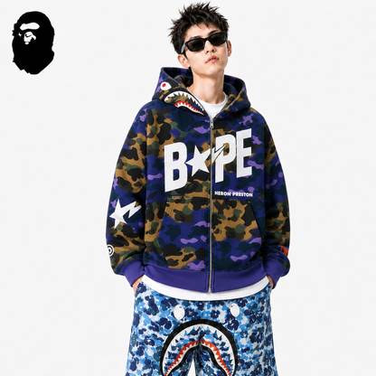 BAPE Star Camo Shark Zip Hoodie