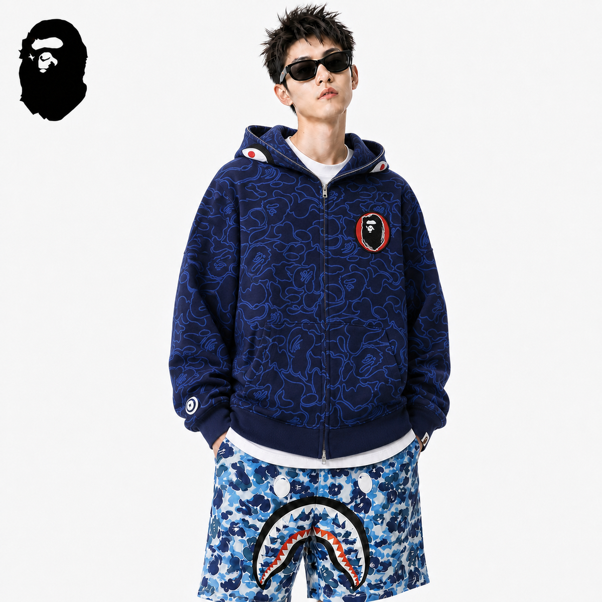 BAPE Shark Full-Zip Hoodie - Blue, Green & Red