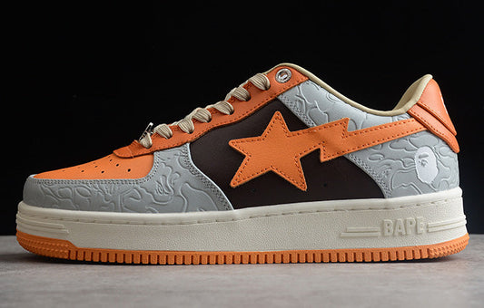 BAPE STA Tokyo Low-Top Sneakers - Gray/Orange
