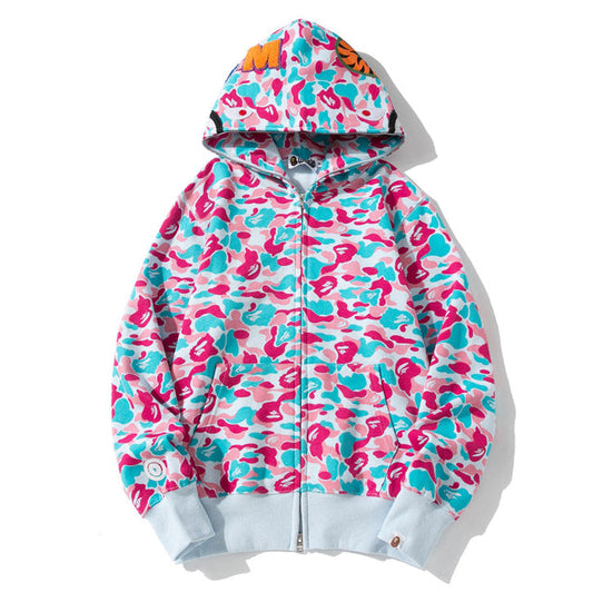 BAPE Miami City Pink Blue Camo Shark Hoodie