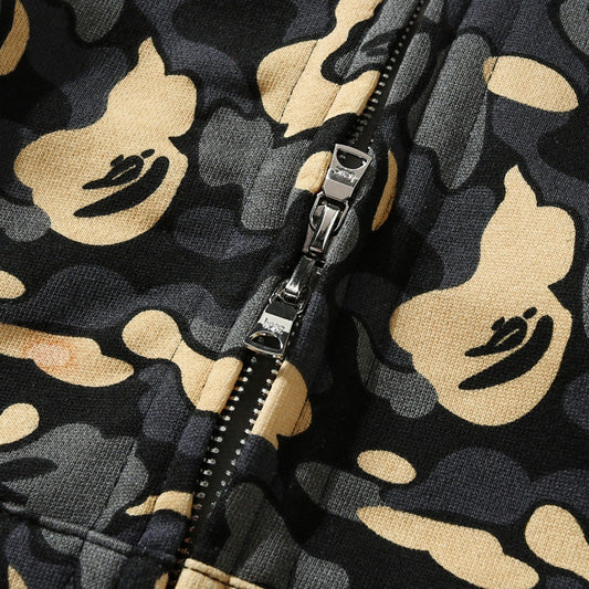BAPE Black Camo Double-Hood Shark Zip Hoodie