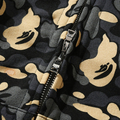 BAPE Black Camo Double-Hood Shark Zip Hoodie