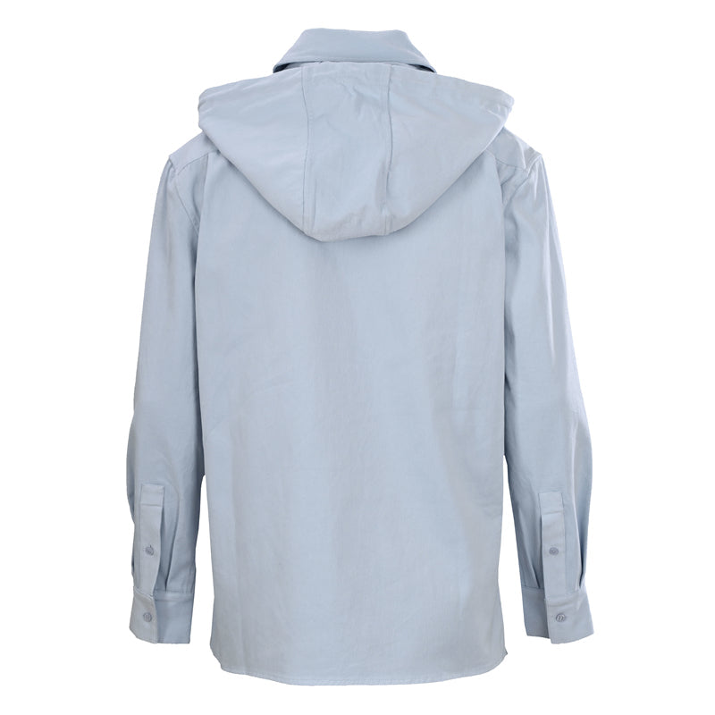 Lowe Cotton Long-Sleeve Hooded Shirt Jacket with Detachable Panels