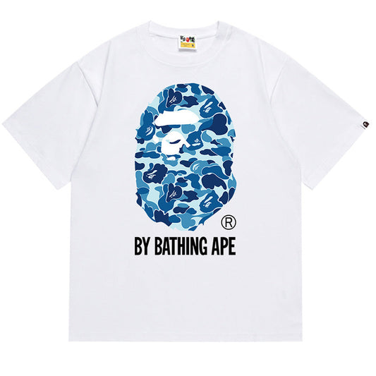 BAPE Blue ABC Camo Ape Head Men's T-Shirt - Black