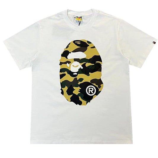 BAPE Yellow Camo Big Ape Head Men's T-Shirt - Black