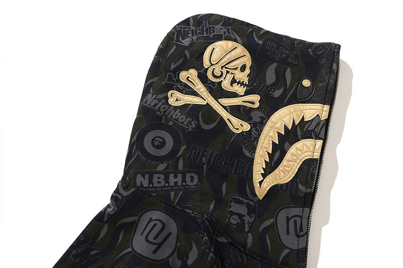 BAPE Black & Gold Camo Shark Hoodie