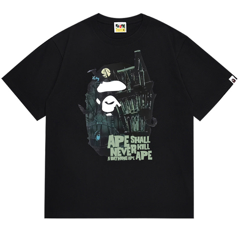 BAPE Halloween Mansion Ape Head Men's T-Shirt - White