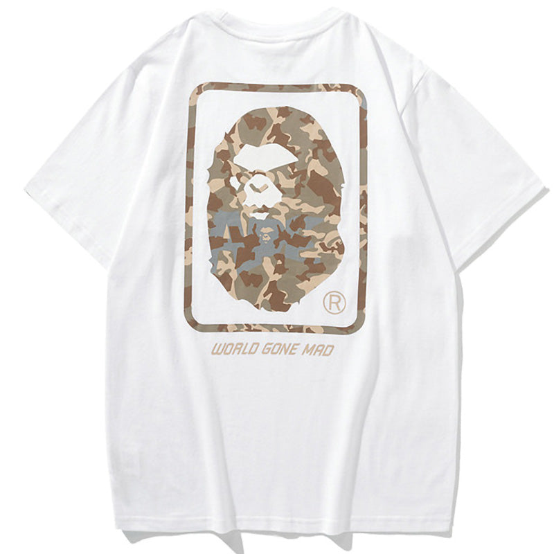 BAPE World Gone Mad Camo Back Print Men's T-Shirt - White